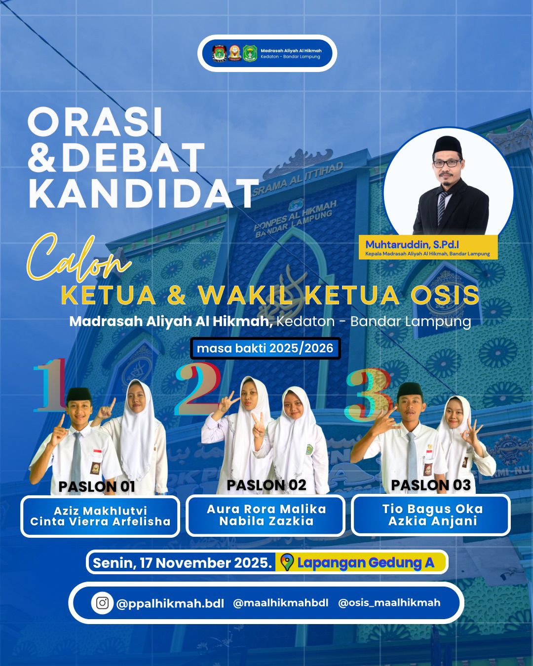 MA Al Hikmah Adakan Orasi dan Debat Kandidat Calon dan Wakil Ketua OSIS